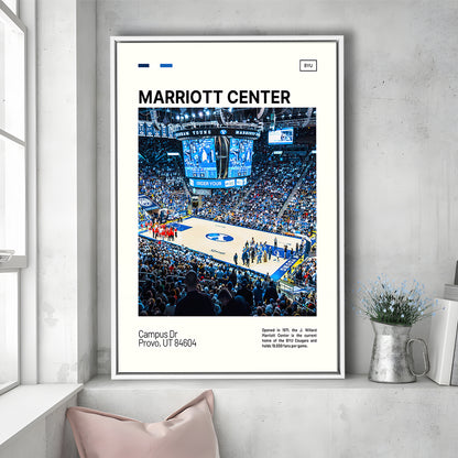 Marriott Center Print, BYU Cougars Stadium Canvas Art, Man Cave Gift, Floating Framed Canvas Print Wall Art