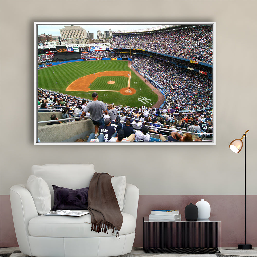 Wide View Yankee, Stadium Canvas, Sport Art, Framed Canvas Print Wall Art, Floating Frame