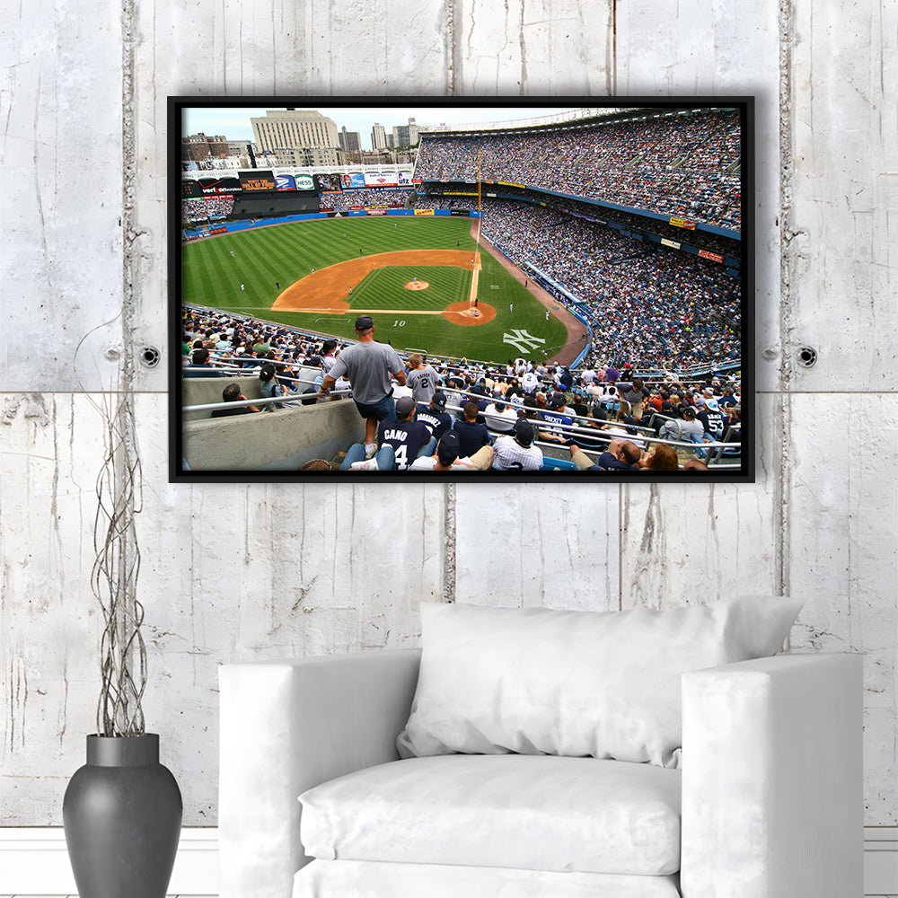 Wide View Yankee, Stadium Canvas, Sport Art, Framed Canvas Print Wall Art, Floating Frame