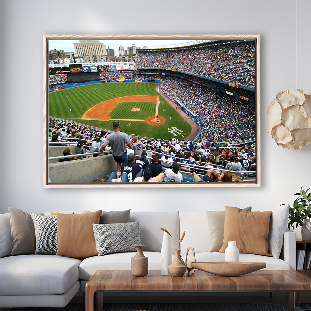 Wide View Yankee, Stadium Canvas, Sport Art, Framed Canvas Print Wall Art, Floating Frame