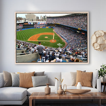 Wide View Yankee, Stadium Canvas, Sport Art, Framed Canvas Print Wall Art, Floating Frame