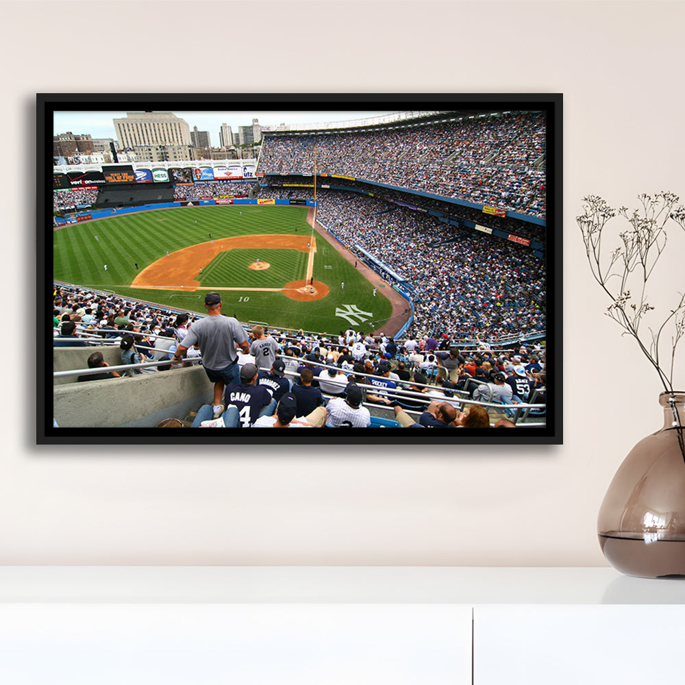 Wide View Yankee, Stadium Canvas, Sport Art, Framed Canvas Print Wall Art, Floating Frame