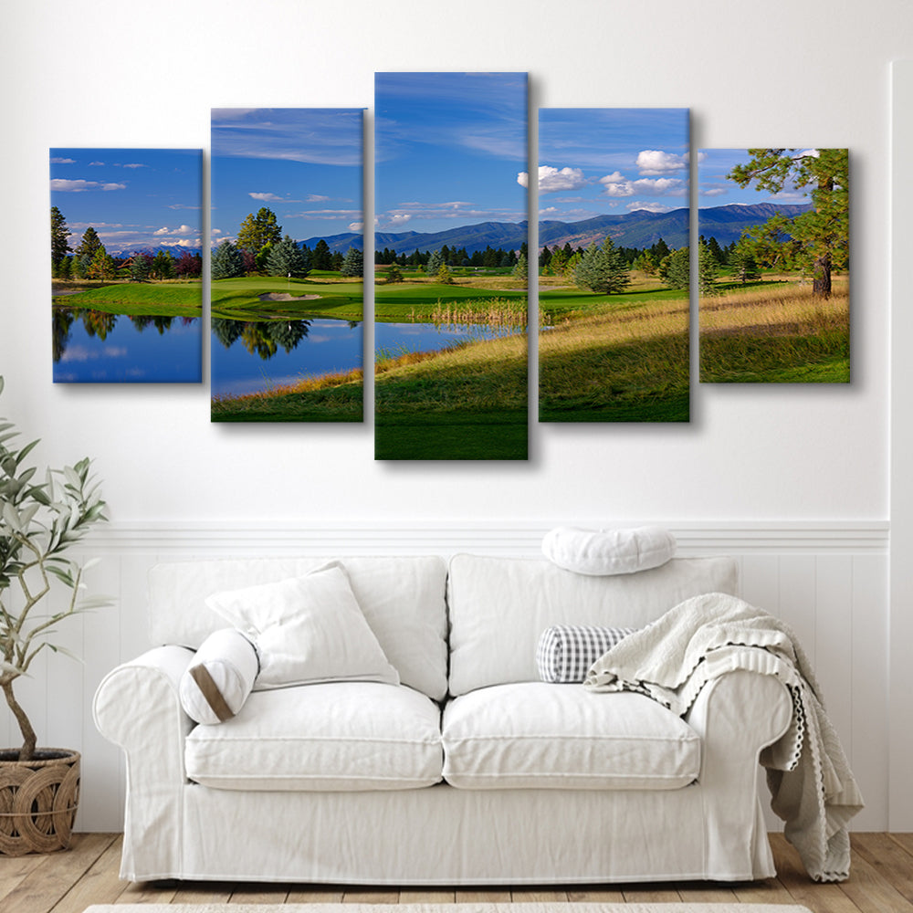 Wilderness Club Hole 05 Wilderness Golf Courses , Eureka, Montana, Golf Art Print, 5 Pieces Mixed Canvas Print Wall Art