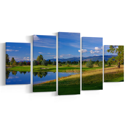 Wilderness Club Hole 05 Wilderness Golf Courses , Eureka, Montana, Golf Art Print, 5 Pieces Mixed Canvas Print Wall Art