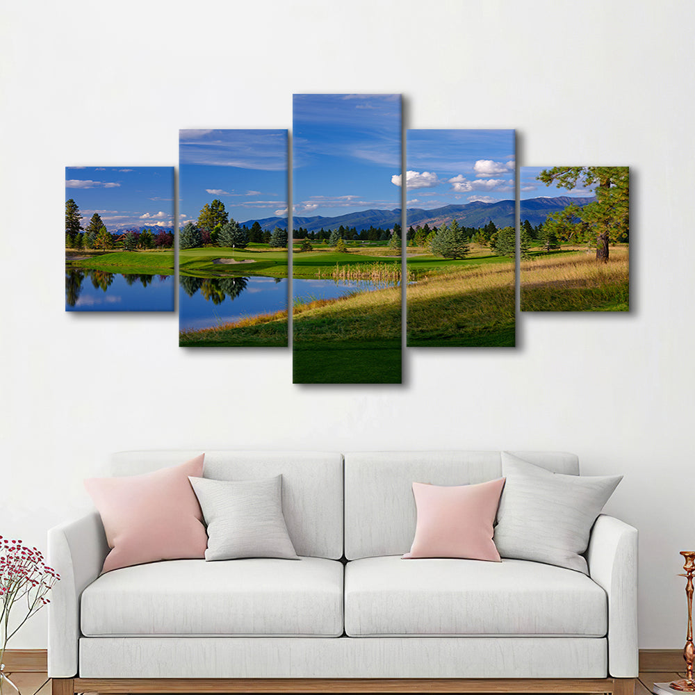 Wilderness Club Hole 05 Wilderness Golf Courses , Eureka, Montana, Golf Art Print, 5 Pieces Mixed Canvas Print Wall Art
