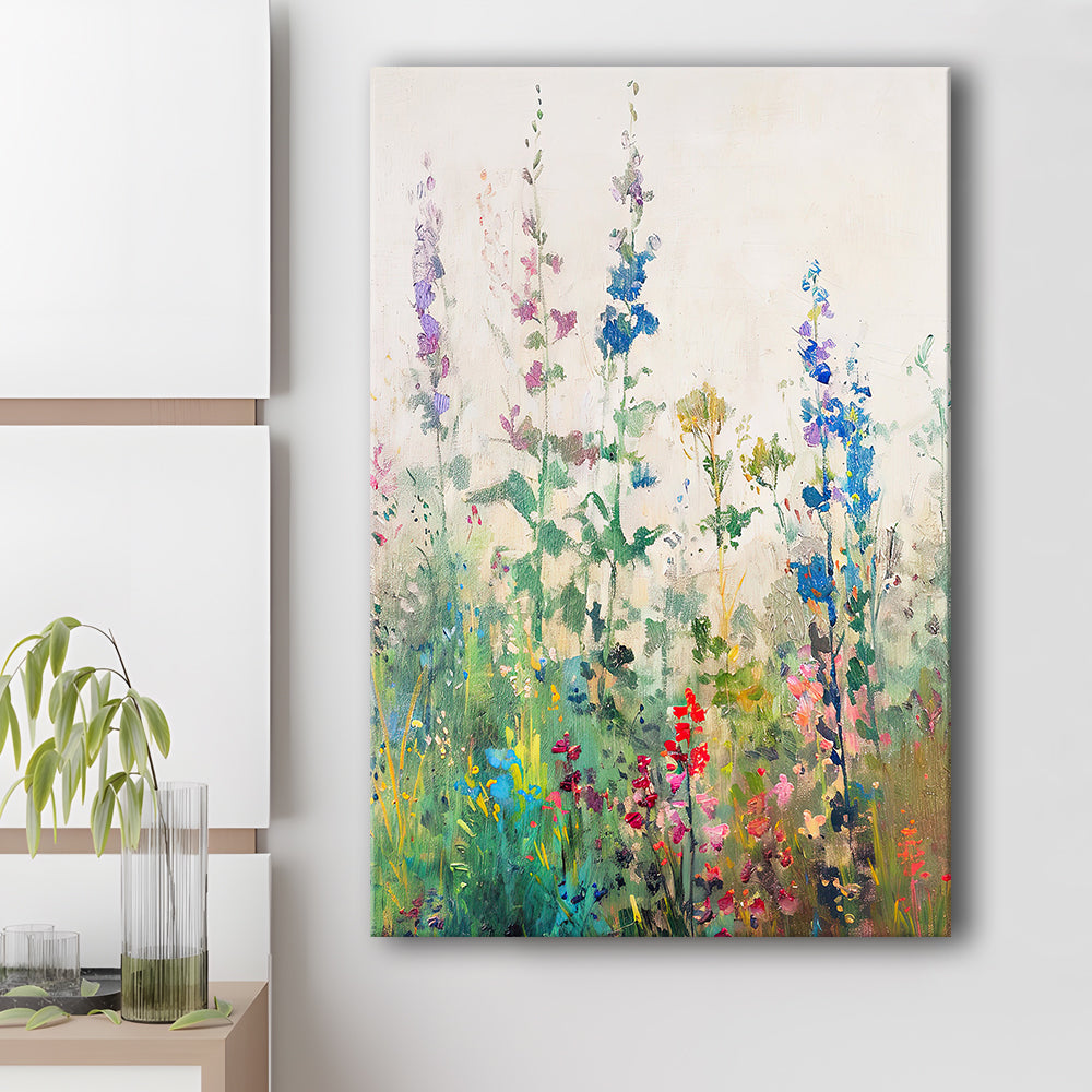 Wildflowers Field Landscape Art Print Vintage Print Living Room, Canvas Print Wall Art, Wall Decor, Painting Canvas