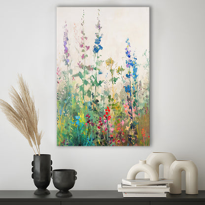 Wildflowers Field Landscape Art Print Vintage Print Living Room, Canvas Print Wall Art, Wall Decor, Painting Canvas