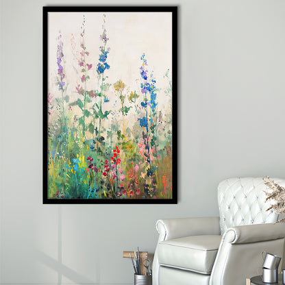 Wildflowers Field Landscape Art Print Vintage Print Living Room, Framed Art Print Wall Decor, Picture Framed