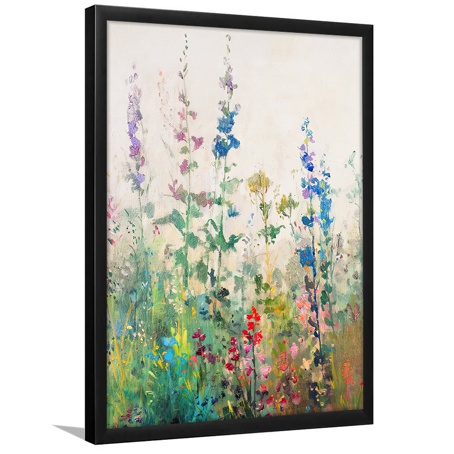 Wildflowers Field Landscape Art Print Vintage Print Living Room, Framed Art Print Wall Decor, Picture Framed