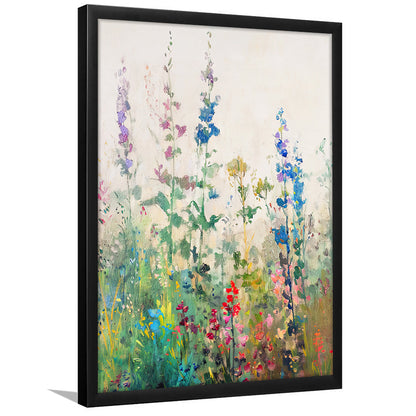 Wildflowers Field Landscape Art Print Vintage Print Living Room, Framed Art Print Wall Decor, Picture Framed