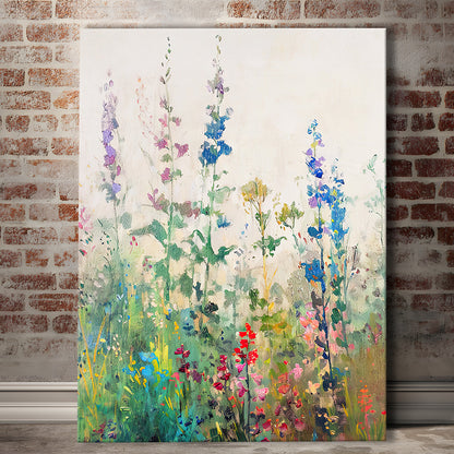 Wildflowers Field Landscape Art Print Vintage Print Living Room, Canvas Print Wall Art, Wall Decor, Painting Canvas