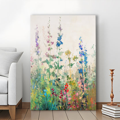 Wildflowers Field Landscape Art Print Vintage Print Living Room, Canvas Print Wall Art, Wall Decor, Painting Canvas