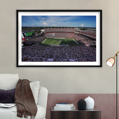William Brice Stadium, Stadium Canvas, Sport Art, Gift for him, White Border Framed Art Print Wall Decor