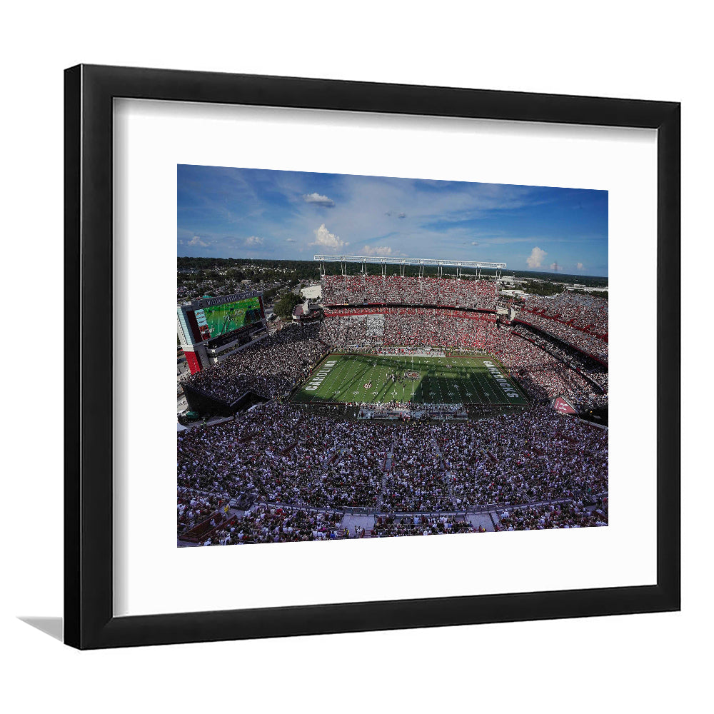 William Brice Stadium, Stadium Canvas, Sport Art, Gift for him, White Border Framed Art Print Wall Decor
