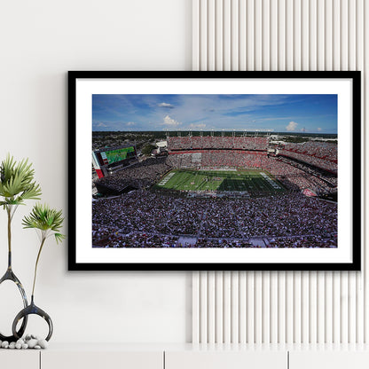 William Brice Stadium, Stadium Canvas, Sport Art, Gift for him, White Border Framed Art Print Wall Decor