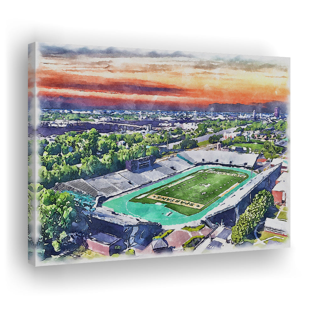 William Dick Price Painting Stadium Watercolor, Norfolk Virginia, Sport Art, Gifts for him, Canvas Print Wall Art