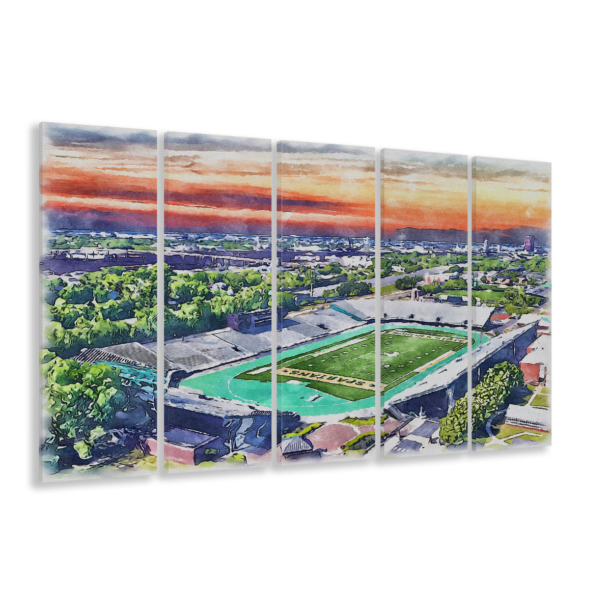 William Dick Price Painting Stadium Watercolor, Norfolk Virginia Watercolor, Sport Art, Extra Large Canvas Print