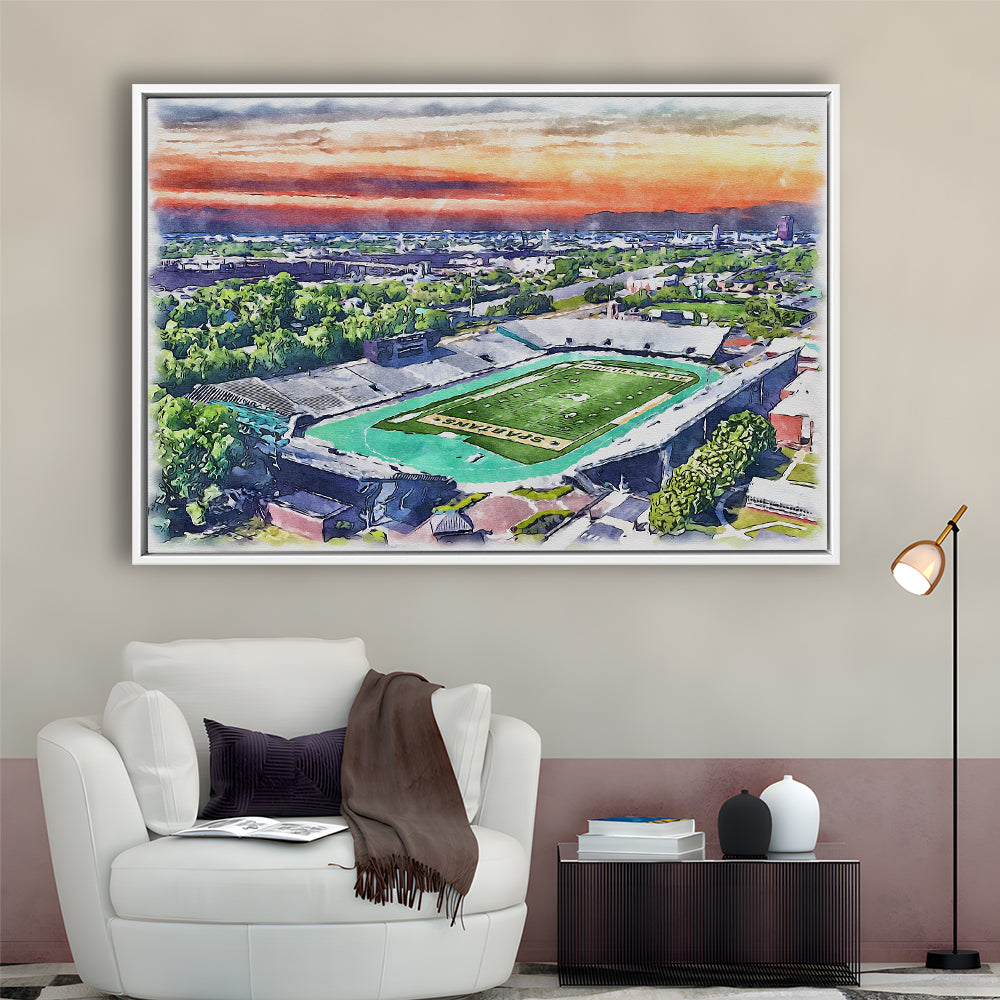 William Dick Price Painting Stadium Watercolor, Norfolk Virginia, Sport Gift Art, Framed Canvas Print Wall Art