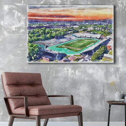 William Dick Price Painting Stadium Watercolor, Norfolk Virginia, Sport Art, Gifts for him, Canvas Print Wall Art
