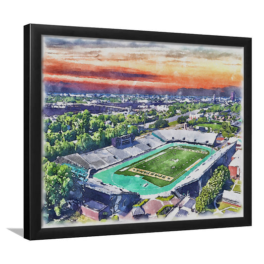 William Dick Price Painting Stadium Watercolor, Norfolk Virginia Watercolor, Sport Gift Art, Framed Art Print Wall Decor