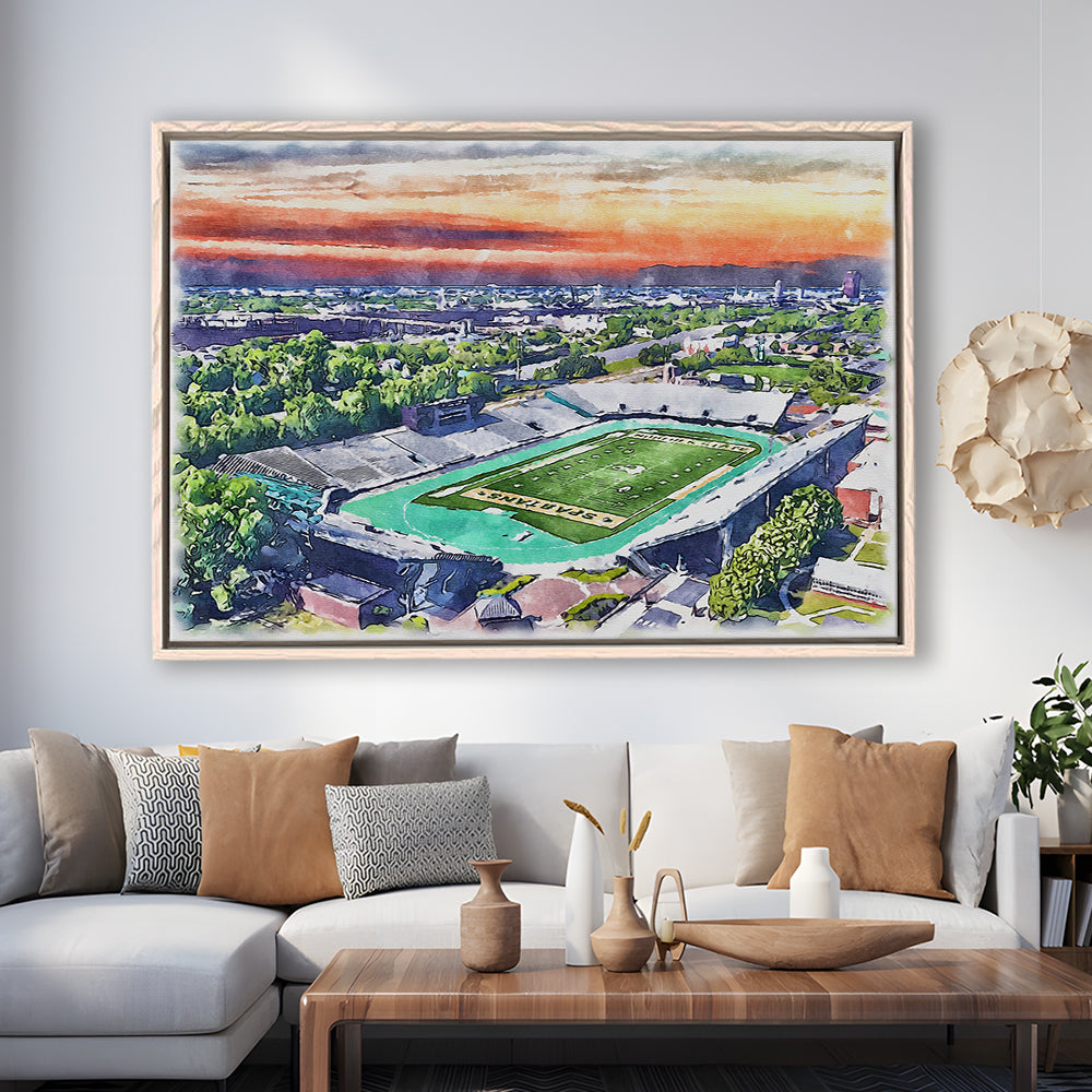 William Dick Price Painting Stadium Watercolor, Norfolk Virginia, Sport Gift Art, Framed Canvas Print Wall Art