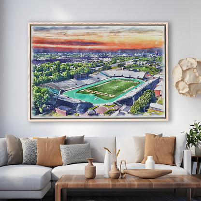 William Dick Price Painting Stadium Watercolor, Norfolk Virginia, Sport Gift Art, Framed Canvas Print Wall Art