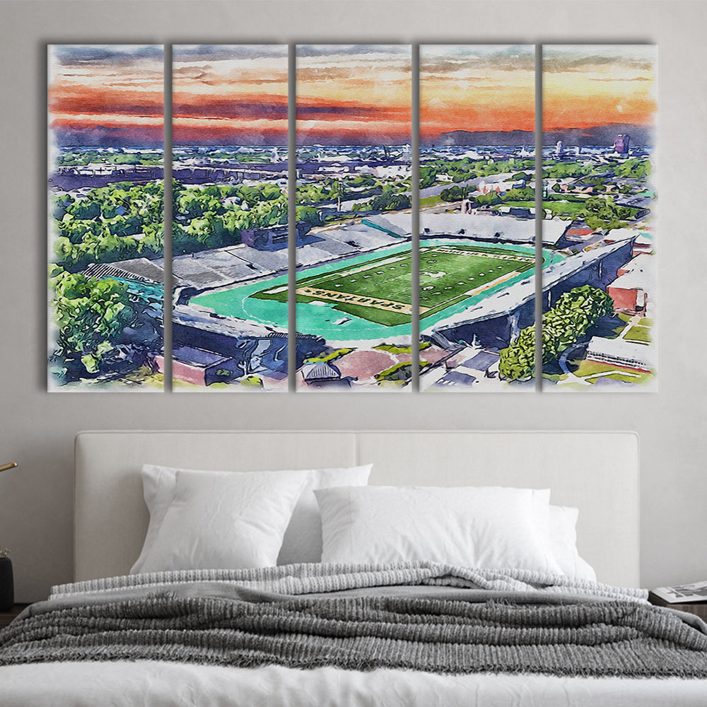 William Dick Price Painting Stadium Watercolor, Norfolk Virginia Watercolor, Sport Art, Extra Large Canvas Print