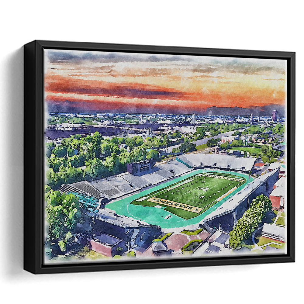William Dick Price Painting Stadium Watercolor, Norfolk Virginia, Sport Gift Art, Framed Canvas Print Wall Art
