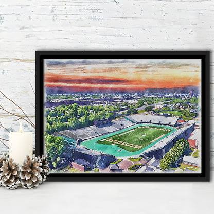 William Dick Price Painting Stadium Watercolor, Norfolk Virginia, Sport Gift Art, Framed Canvas Print Wall Art