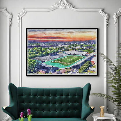 William Dick Price Painting Stadium Watercolor, Norfolk Virginia Watercolor, Sport Gift Art, Framed Art Print Wall Decor