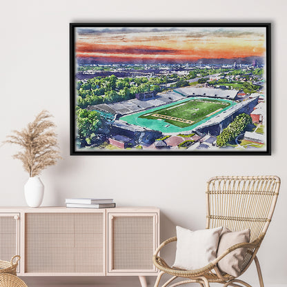 William Dick Price Painting Stadium Watercolor, Norfolk Virginia, Sport Gift Art, Framed Canvas Print Wall Art
