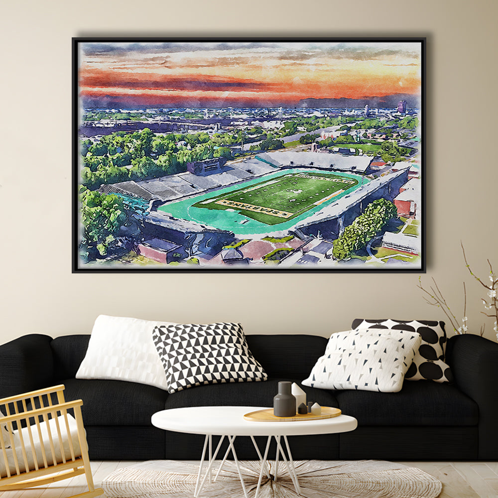 William Dick Price Painting Stadium Watercolor, Norfolk Virginia, Sport Gift Art, Framed Canvas Print Wall Art