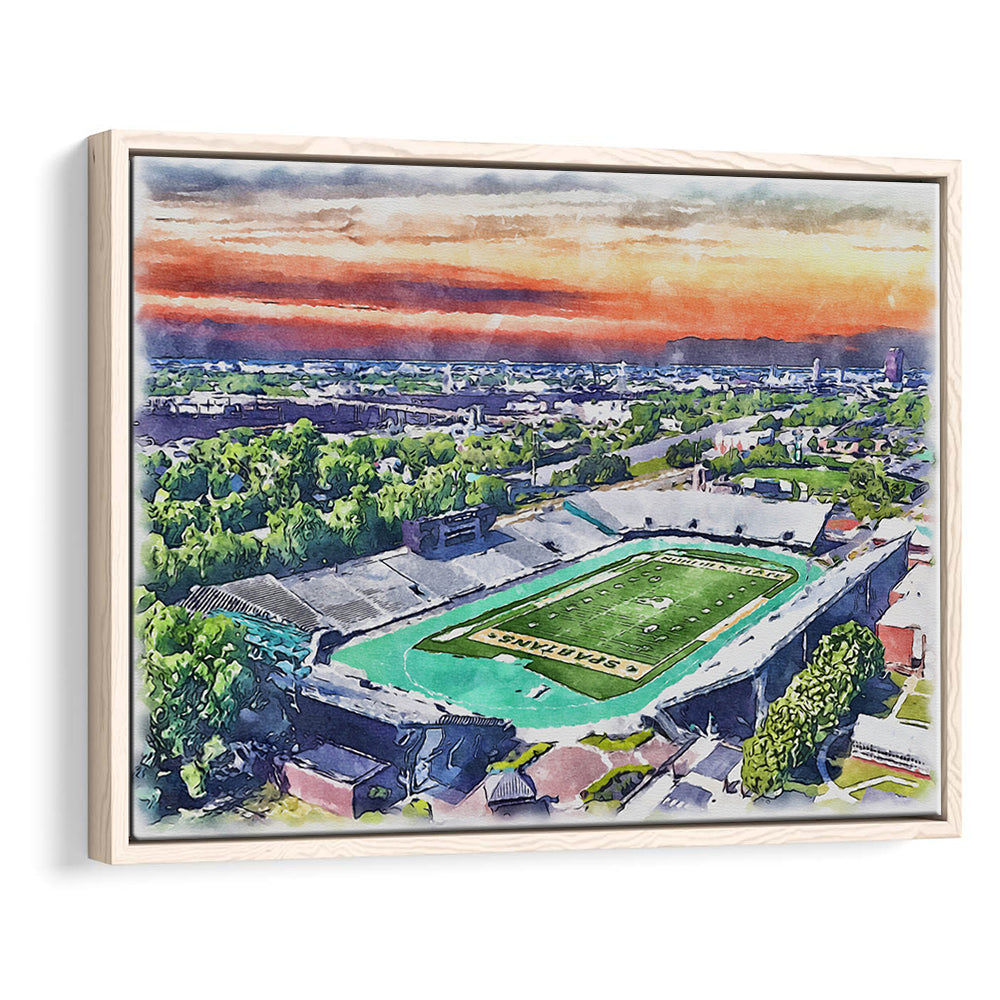 William Dick Price Painting Stadium Watercolor, Norfolk Virginia, Sport Gift Art, Framed Canvas Print Wall Art