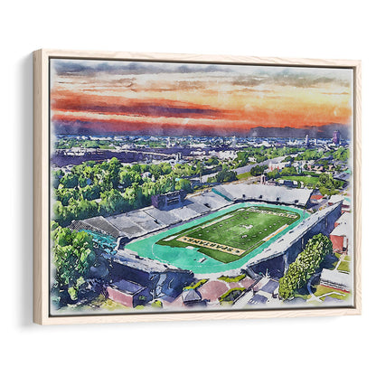 William Dick Price Painting Stadium Watercolor, Norfolk Virginia, Sport Gift Art, Framed Canvas Print Wall Art