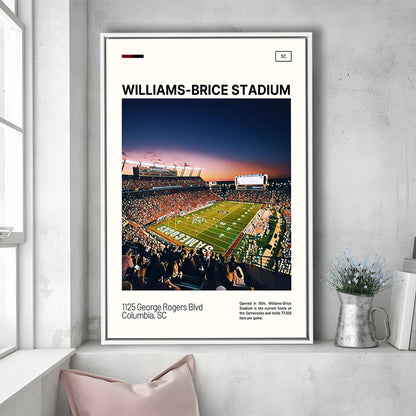 Williams-Brice Stadium Print, South Carolina Football Stadium Art, Man Cave Gift, Floating Framed Canvas Print Wall Art