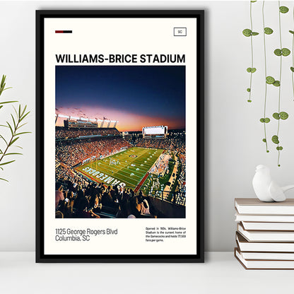 Williams-Brice Stadium Print, South Carolina Football Stadium Art, Man Cave Gift, Floating Framed Canvas Print Wall Art