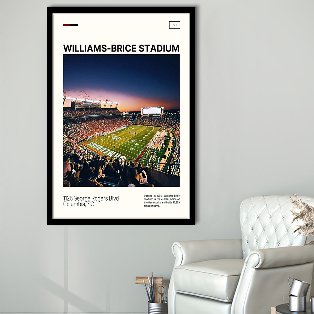 Williams-Brice Stadium Print, South Carolina Football Stadium Art, Gifts for him, Sport Art, Framed Art Print Wall Decor