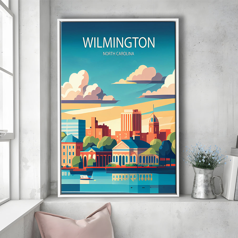 Wilmington North Carolina Art Print, Wilmington City Wall Art, Floating Framed Canvas Print, Framed Picture, Painting Canvas