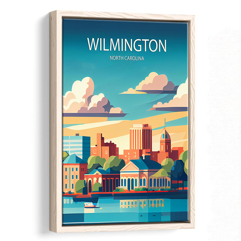Wilmington North Carolina Art Print, Wilmington City Wall Art, Floating Framed Canvas Print, Framed Picture, Painting Canvas