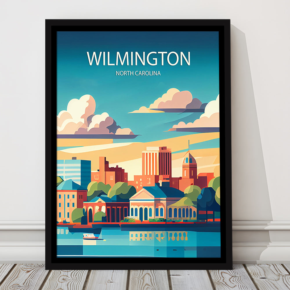 Wilmington North Carolina Art Print, Wilmington City Wall Art, Floating Framed Canvas Print, Framed Picture, Painting Canvas