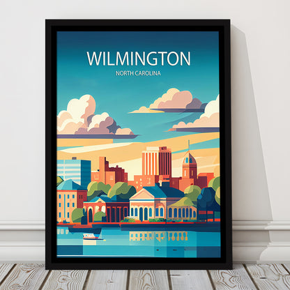 Wilmington North Carolina Art Print, Wilmington City Wall Art, Floating Framed Canvas Print, Framed Picture, Painting Canvas
