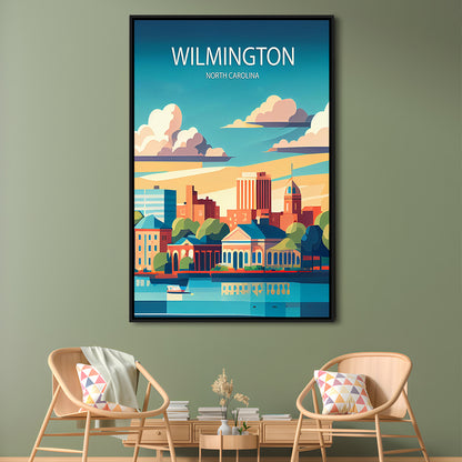 Wilmington North Carolina Art Print, Wilmington City Wall Art, Floating Framed Canvas Print, Framed Picture, Painting Canvas