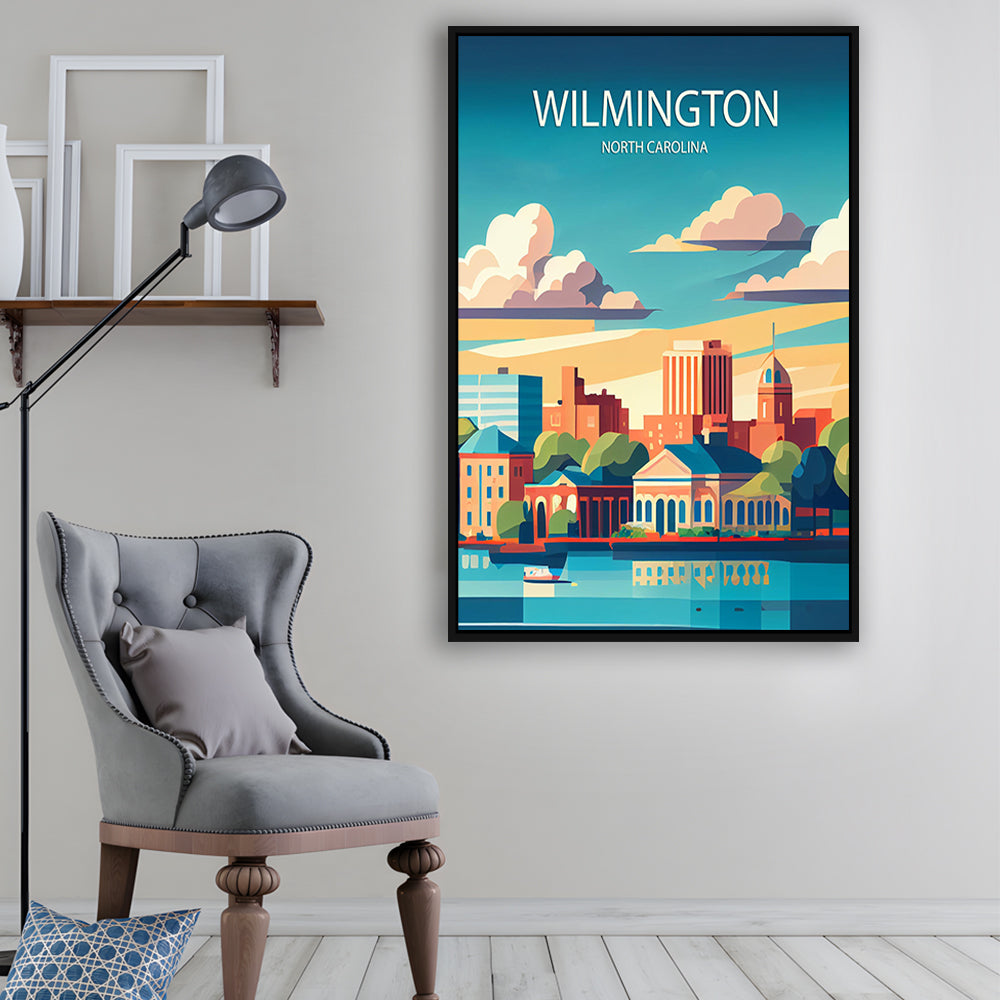 Wilmington North Carolina Art Print, Wilmington City Wall Art, Floating Framed Canvas Print, Framed Picture, Painting Canvas