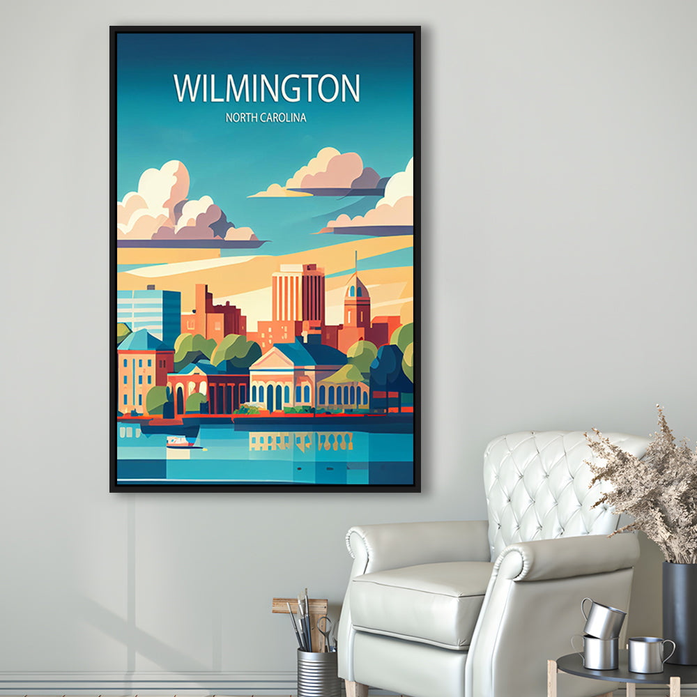 Wilmington North Carolina Art Print, Wilmington City Wall Art, Floating Framed Canvas Print, Framed Picture, Painting Canvas