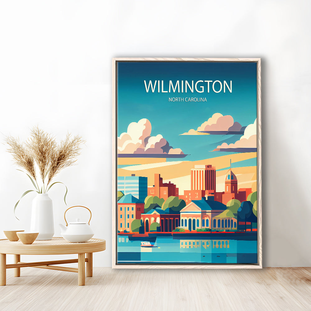 Wilmington North Carolina Art Print, Wilmington City Wall Art, Floating Framed Canvas Print, Framed Picture, Painting Canvas