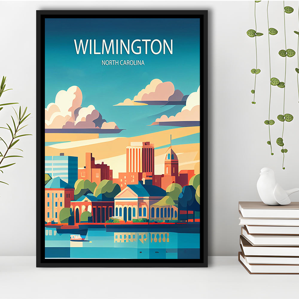 Wilmington North Carolina Art Print, Wilmington City Wall Art, Floating Framed Canvas Print, Framed Picture, Painting Canvas