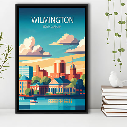 Wilmington North Carolina Art Print, Wilmington City Wall Art, Floating Framed Canvas Print, Framed Picture, Painting Canvas