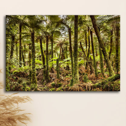 Wind and rain in a forest of giant Katote Ferns near Monroe Beach, New Zealand, Cavas Print Wall Art Hom Decor