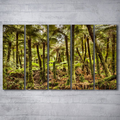 Wind and rain in a forest of giant Katote Ferns near Monroe Beach, 5 Piece B Extra Large Cavas Print Wall Art Decor