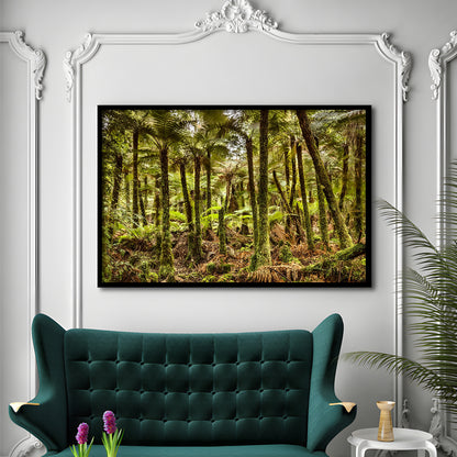 Wind And Rain In A Forest Of Giant Katote Ferns Near Monroe Beach, New Zealand, Framed Art Print, Picture Framed